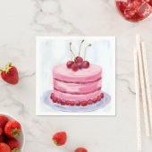 Kirschrosa Torten-Wasserfarben-Feierparty Serviette (Beispiel)