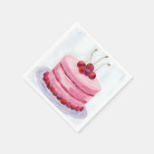 Kirschrosa Torten-Wasserfarben-Feierparty Serviette (Ecke)