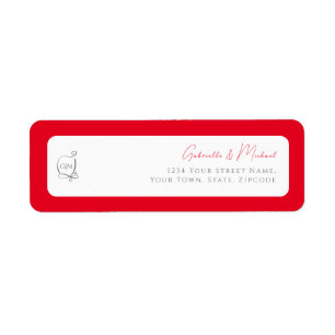 Kirschrot Einfach Elegantes Monogramm Rücksendeadr