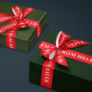 Kirschrot einfaches Text Frohe Weihnachten Geschen Satinband