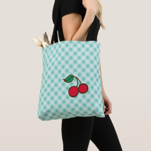 Kirschrot kariert Retro-Strand-Reise-Tasche als Ge Tasche