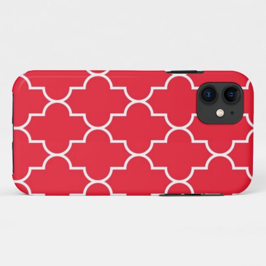 Kirschrot Quatrefoil Case-Mate iPhone Hülle (Rückseite (Horizontal))