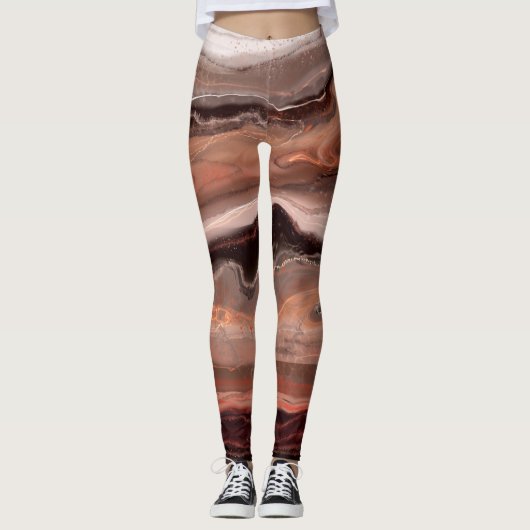 Kirschrot, rosa Marmor Leggings (Vorderseite)