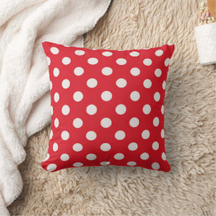 Kirschrot und Weißer Tupfen Kissen