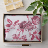 Kirschrot Vintages BlumenToile No.2 Seidenpapier (Geschenk)