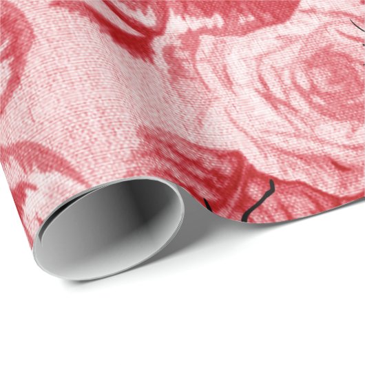Kirschrot Vintages botanisches BlumenToile Geschenkpapier (Rolleneckpunkt)
