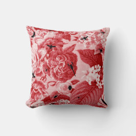Kirschrot-Vintages botanisches u. Wanze Kissen