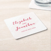 Kirschrote Hochzeit Rechteckiger Pappuntersetzer (angewinkelt)