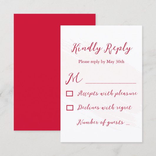 Kirschrote Hochzeit RSVP Karte (Vorne/Hinten)