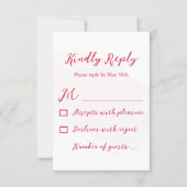 Kirschrote Hochzeit RSVP Karte (Vorderseite)
