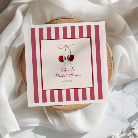 Kirschrote Hochzeitsdusche Serviette