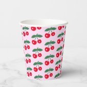 Kirschroter Gingham-Bogen für Baby-Party Pappbecher (Rückseite)