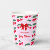 Kirschroter Gingham-Bogen für Baby-Party Pappbecher (Vorderseite)