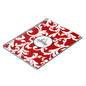 Kirschroter Mit Monogramm Damast Notizblock (Linke Seite)