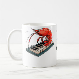 Kirschroter Zwerggarnele spielt Klavier Kaffeetasse