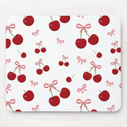 Kirschrotes Band Nahtloses Muster Süßes Obst  Mousepad (Vorne)