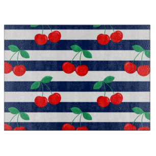 Kirschstreifen-Muster – Retro-Frucht-Geschenk & De Schneidebrett