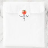 Kirschtomate auf einer Gabel Runder Aufkleber (Tasche)