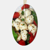 Kirschtomate und Mozzarella-Salat Keramik Ornament (Links)