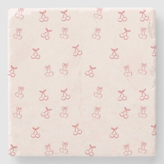 Kirschumriss Minimalismus Steinuntersetzer (Vorderseite)