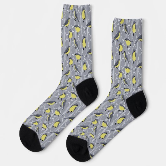 Kirtland's Warblers Bird Lovers Gray and Yellow Socken (Linkes Detail)