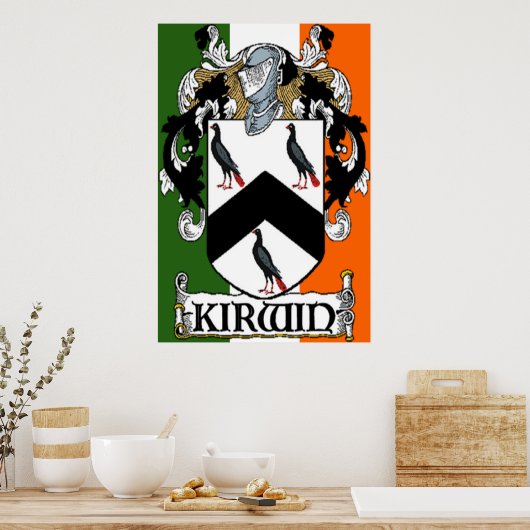 Kirwin Coat of Arms Irish Flag Print Poster (Küche)