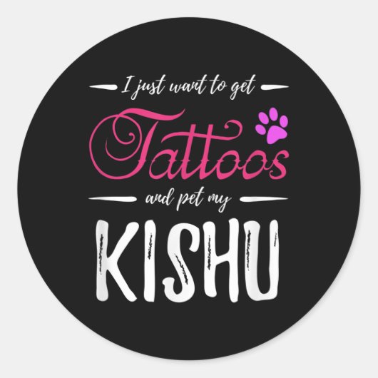 Kishu Dog Lover Tattoo Funny Dog Mama Geschenk Ide Runder Aufkleber (Vorderseite)