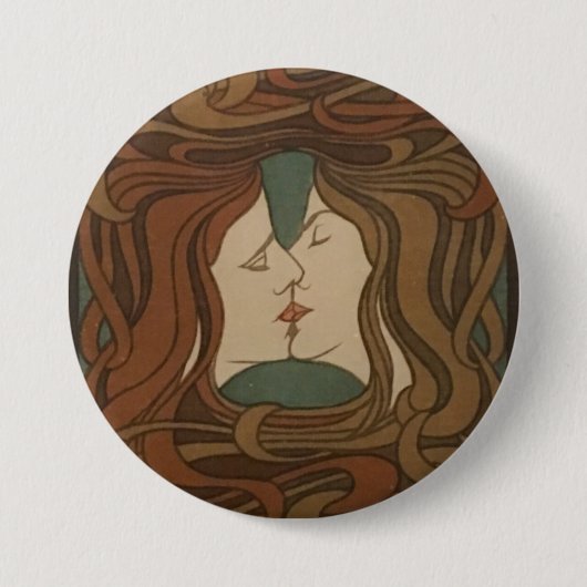 Kiss 1898, Frau - Jugendstil - Illustration Button (Vorderseite)