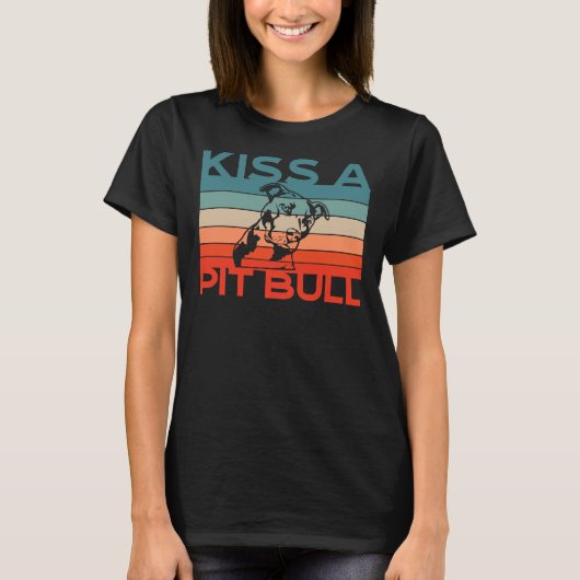 Kiss A Pit Bull Niedlich Git Bull T-Shirt (Vorderseite)