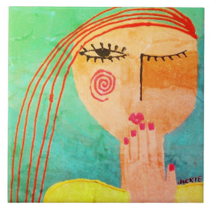 Kiss Abstrakt Portrait einer Frau Fliese