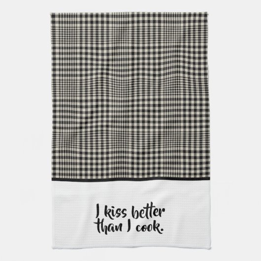 Kiss Better than Cook Funny Geschirrtuch (Vertikal)