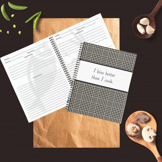 Kiss Better than Cook Funny Recipe Book Notizblock