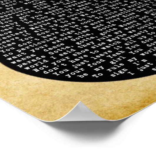 Kiss Black Guitar Song Lyrica Mauer Kunstdruckerei Poster (Ecke)