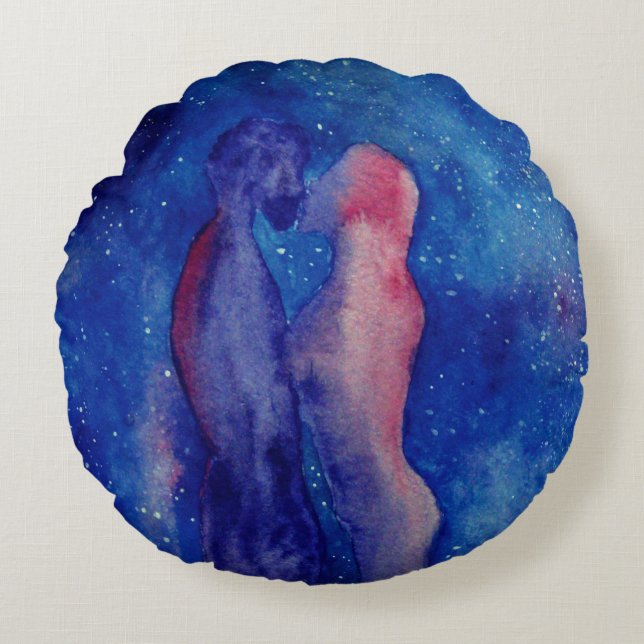 Kiss Brushed Polyester Rundkissen Rundes Kissen (Vorderseite)