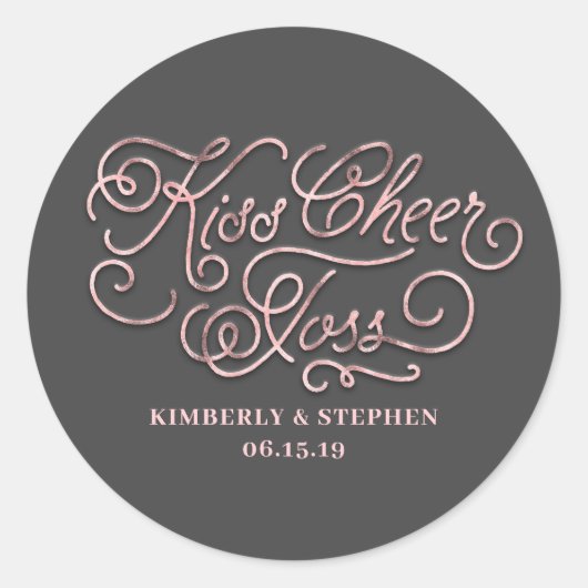 Kiss Cheer Toss Wedding Petals Packing Runder Aufkleber (Vorderseite)