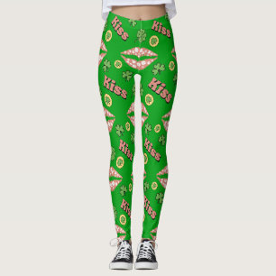 Kiss Clover Lips Kleeblatt St Patricks Leggings