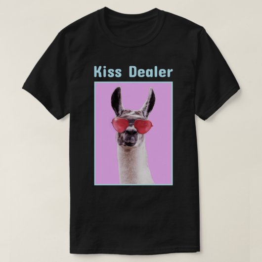 Kiss Dealer Llama mit Herzbrille T-Shirt (Design vorne)