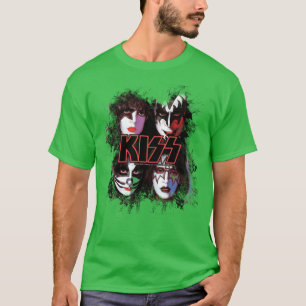 KISS die Band Alle Mitglieder Gesichter Pinsel-Eff T-Shirt
