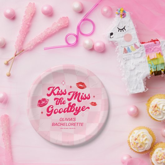 Kiss die Miss Goodbye Bachelorette Pappteller (Party)