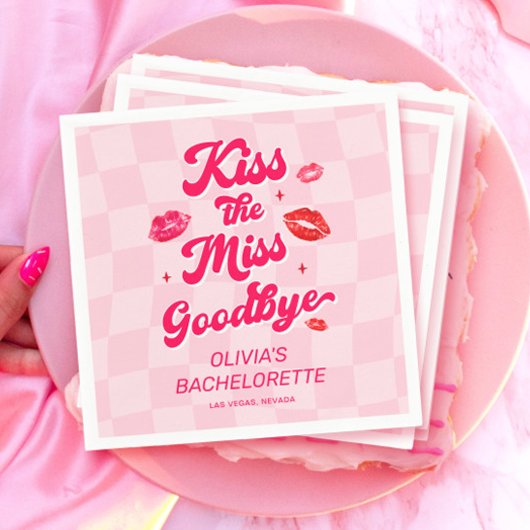 Kiss die Miss Goodbye Bachelorette Serviette