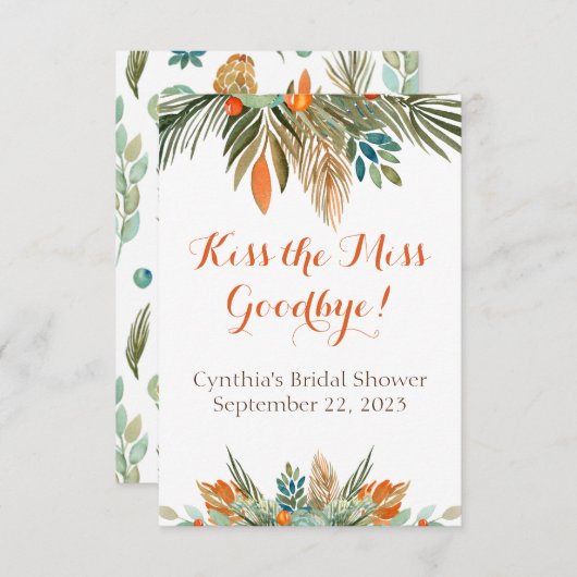 Kiss die Miss Goodbye Brautparty Lip Balm Gefallen Einladung (Vorne/Hinten)