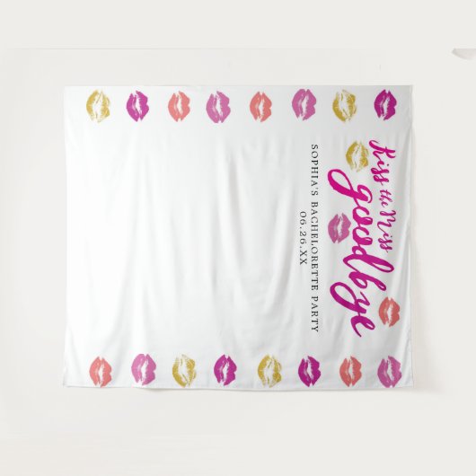 Kiss die Miss Goodbye Junggeselinnen-Abschied Hint Wandteppich (Vorderseite (Horizontal))