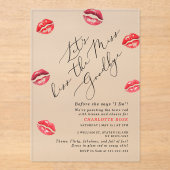 Kiss die Miss Goodbye Typografie Bachelorette Acryleinladungen (Vorderseite)