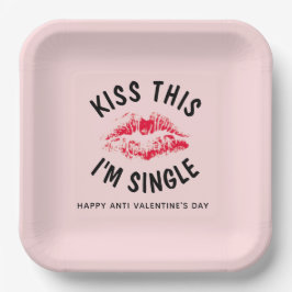 Kiss Dies ich bin Single Funny Anti Valentines Par Pappteller
