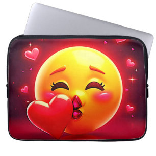 Kiss Emoji: Liebe und Herzen Kunst Laptopschutzhülle
