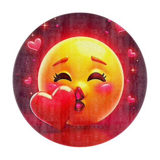 Kiss Emoji: Love and Hearts Art Schneidebrett (Vorderseite)