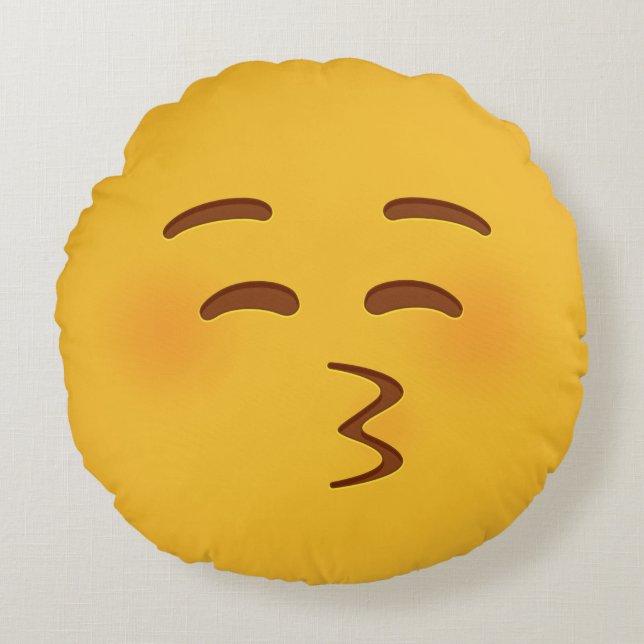 Kiss Emoji Rundes Kissen (Vorderseite)