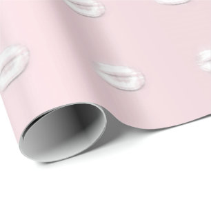 Kiss Glitzer Rosa Abschluss Rosa weiße Lippen Geschenkpapier