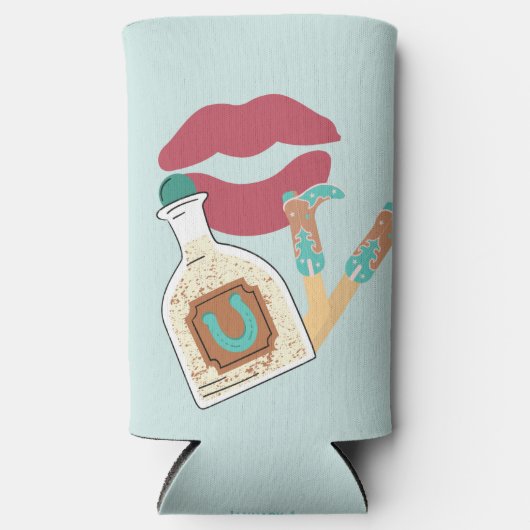 Kiss Goodbye Cowgirl Collection Cooler - Türkis Selters Dosenkühler (Vorderseite)