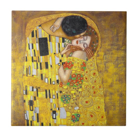Kiss - Gustav Klimt   Fliese (Vorderseite)